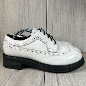 RARE Vintage Smack Creeper White Patent Leather Chunky Lace Up Boot Mens Size 9